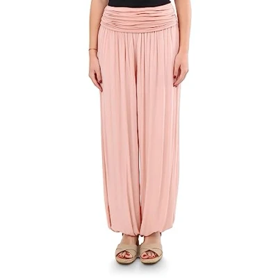 Abbildung von Malito Damen Haremshose Pumphose aus Baumwolle leichte Sommer Stoffhose Pluderhose zum Tanzen &amp; Chillen dünne Aladinhose 1482 (Altrosa)