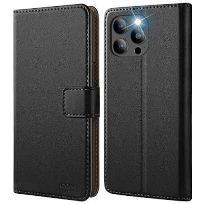 Abbildung von HOOMIL MagFlip Handyhülle für iPhone 13 Pro Max Hülle, [Erstklassige Verarbeitung] Premium Leder Klappbar Case Schutzhülle Kompatibel mit Tasche Schwarz