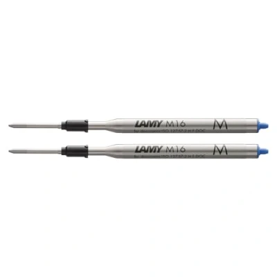 Abbildung von Lamy M16 2er Set Kugelschreiber Großraummine aus Metall Original Ersatzmine für alle Modelle dokumentenecht Strichbreite Mittel blau