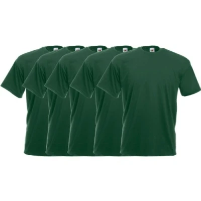 Abbildung von Fruit of the Loom Original Valueweight T Rundhals Shirt F140 5er Pack Gr. L, Bottle Green
