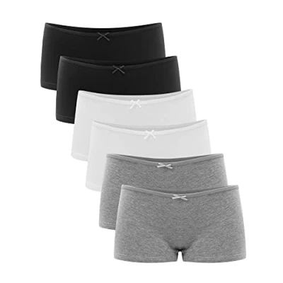 Abbildung von Libella® Panties Damen Boxershorts Hipster unterwäsche Pantys Baumwolle 6er Pack 3901 Schwarz Weiß Grau M