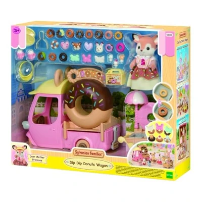 Abbildung von Sylvanian Families der Donutwagen Set mit 1 Figur und 30 Zubehörteilen Tauchen Sie EIN in die Welt Familie Miniaturfiguren Spielzeug für Kinder ab 3 Jahren 5808