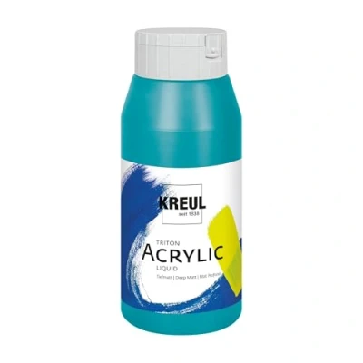 Abbildung von KREUL 17046 Solo Goya Triton Acrylfarbe türkisblau, 750 ml Flasche, schnell und matt trocknend, Farbe auf Wasserbasis, in Studioqualität, vielseitig einsetzbar, gut deckend ergiebig