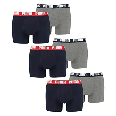 Abbildung von PUMA Herren Basic Boxers Unterwäsche, Blue / Grey Melange, L EU