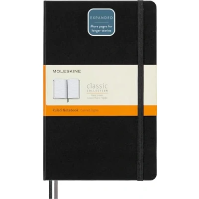 Abbildung von Moleskine Klassisches erweitertes liniertes Notizbuch Harter Umschlag und elastischer Verschluss Farbe Schwarz Größe Groß 13 x 21 A5 400 Seiten