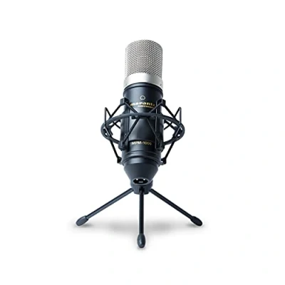 Abbildung von Marantz Professional MPM1000 XLR Kondensatormikrofon mit Pop Schutz Filter, Shockmount, Tripod Ständer, Kabel für Home Office oder Studio