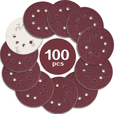 Abbildung von STEBRUAM 100 Stück Schleifpapier 125mm Klett 40 körnung,Profi 125 Schleifscheiben Rund 8 Loch für Exzenterschleifer
