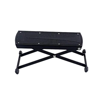Abbildung von Alnicov Gitarren Fußstütze, höhenverstellbar, zusammenklappbarer Fußhocker, Pedal, für E Gitarren, Schwarz