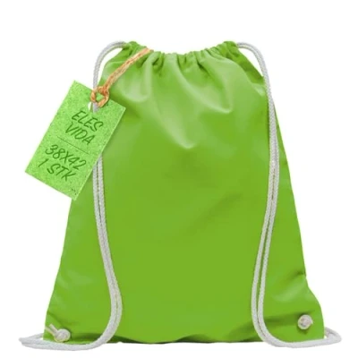 Abbildung von Baumwoll Turnbeutel 1 Stück 38 x 42 cm Sportbeutel Rucksack Stofftasche Bag, Beutel, Baumwollbeutel, Jutebeutel OEKO TEX® geprüft Stoffbeutel Damen &amp; Herren, Kinder Gym Sack zum bemalen in Hellgrün