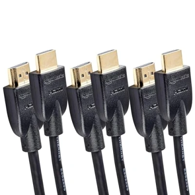 Abbildung von Amazon Basics 4K HDMI Kabel, 1.8 m, 18 Gbit/s Highspeed mit Ethernet, 4K@60Hz, 3 Stück, 2160p, Schwarz