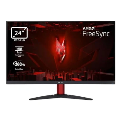 Abbildung von Acer Nitro KG242YE Gaming Monitor 23,8 Zoll (60 cm Bildschirm) Full HD, 100Hz HDMI, 75Hz VGA, 4ms (GTG), 2xHDMI 1.4, HDMI FreeSync, Schwarz