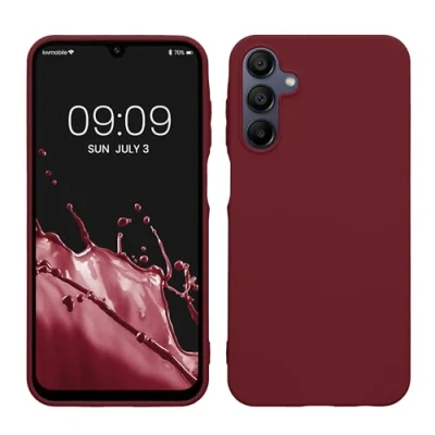 Abbildung von kwmobile Hülle kompatibel mit Samsung Galaxy A15 5G weiches TPU Silikon Case Cover geeignet für kabelloses Laden Bordeaux Violett