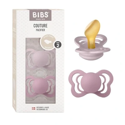 Abbildung von BIBS Couture Schnuller 2er Pack, BPA frei, Kiefergerechte Form. Naturkautschuk/Latex, Hergestellt in Dänemark. 6 18 Monate (2er Pack), Dusky Lilac/Heather