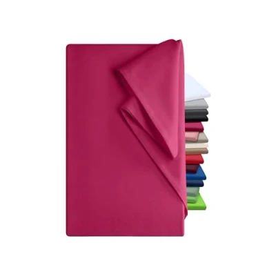 Abbildung von npluseins Bettlaken 150x250cm Leintuch ohne Gummizug Tuch ist ideal für Terrasse Reisen Camping und Tischtuch Wohnmobil Laken Betttuch 100% Baumwolle, ca. 150 x 250 cm, weinrot