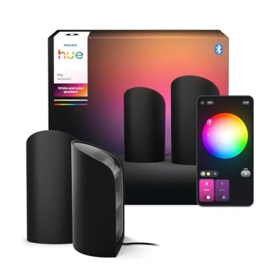 Abbildung von Philips Hue Play Smart Wall Washer Schwarz, Weiß &amp; Farblicht mit ColorCast Technologie, Bluetooth kompatibel, Sprachsteuerung Alexa, Apple Home Google Assistant, 2er Pack