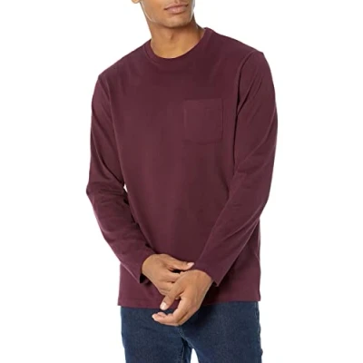 Abbildung von Amazon Essentials Herren Langärmeliges T Shirt, Normale Passform, Burgunderrot, L