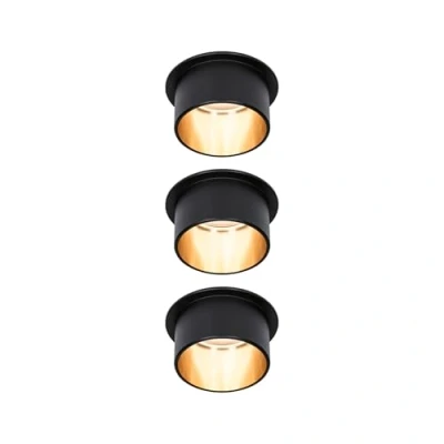 Abbildung von Paulmann 93379 LED Einbauleuchte Gil 3 Step Dim rund incl. 3x6 Watt dimmbar Schwarz matt, Gold Einbaustrahler Aluminium Spot 2700 K Coin