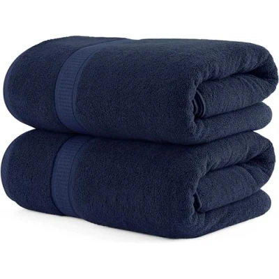 Abbildung von Utopia Towels 2er Pack Saunatücher 80x200 cm Saunahandtuch 100% Baumwolle mit Aufhängeschlaufe, große Badetücher, saugfähige XXL Handtücher (Marineblau)
