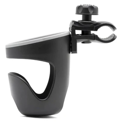 Abbildung von Zamboo Getränkehalter für Kinderwagen &amp; Buggy Universal einsetzbar, rutschfest gummiert Flaschenhalter Zubehör Babys Einfache Montage Schwarz/Grau
