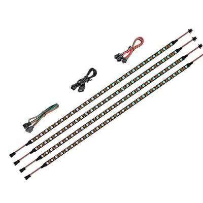 Abbildung von BTF LIGHTING LED RGB PC Lichtstreifen 4PCs 19 Zoll einzeln adressierbarer Streifen für 5V 3 Pin Stiftleisten Asus Aura Gigabyte Fusion