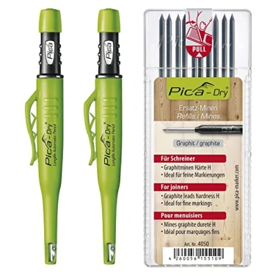 Abbildung von Picastift automatisch mit 10 Graphit Minen H zum Anzeichnen Bleifstift, 3 teilig