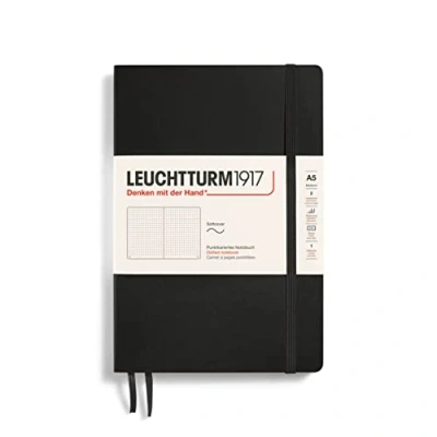 Abbildung von LEUCHTTURM1917 324804 Notizbuch Medium (A5), Softcover, 123 nummerierte Seiten, Schwarz, Dotted