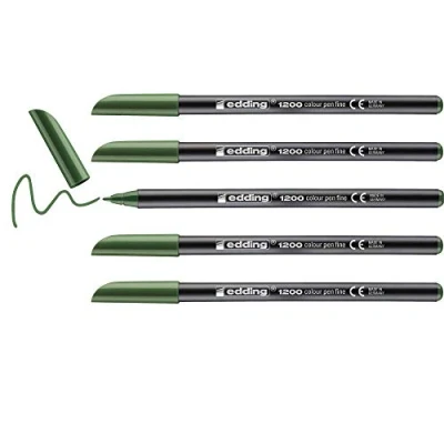 Abbildung von edding 1200Fasermaler fein oliv grün 5 Stifte Rundspitze 1 mm Filzstift zum Zeichnen und Schreiben für Schule, Mandala