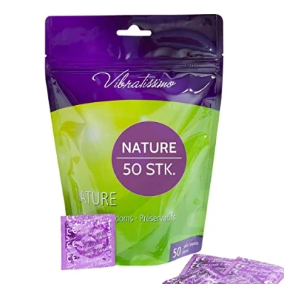 Abbildung von VIBRATISSIMO Kondome Nature 50er Pack I Premium Box extra feucht Condoms for Men dünne Wandstärke &amp; Naturfarben gefühlsecht hauchzart Verhütung Männer b=53mm