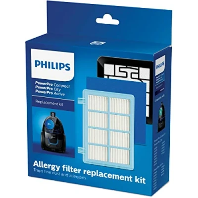 Abbildung von PHILIPS FC8010/02 Original Ersatzfilterset (für PowerPro Compact und Active Bodenstaubsauger) blau/weiß