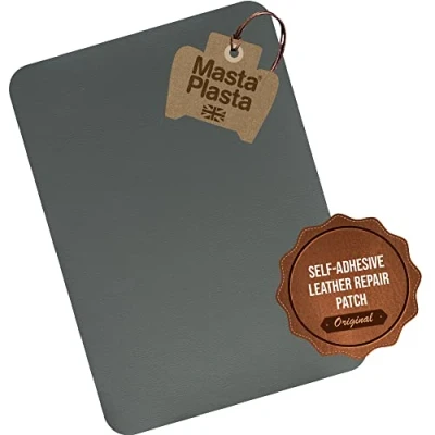 Abbildung von MastaPlasta Sofortig Leder Reparaturflicken, selbstklebend Grau XL: 28 x 20 cm. Erste Hilfe für Sofas, Autositze. Reparieren Sie Löcher, Risse, Verbrennungen, Flecken…