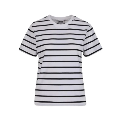 Abbildung von Urban Classics Striped Tshirt print, Damen, Größe: Large, Black white