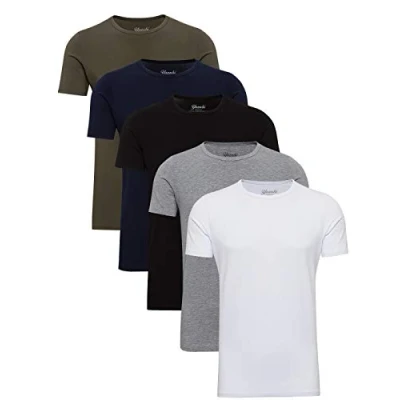 Abbildung von Yazubi 5er Pack Baumwolle Arbeitstshirts Herren Shirts Tshirt Set Oversized Männer Basic T Shirt Mythic, Mix (mix1), 5XL