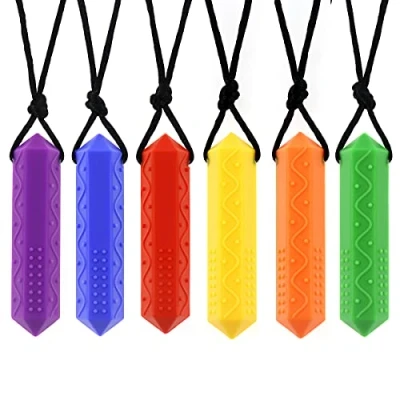 Abbildung von kaukette für kinder,Sensory Silikon Block Beißring,für Kinder mit ADHS, Zahnen, Autismus, Beißende Bedürfnisse,nägel kauen stop, kauschlauch logopädie, Jungen und Mädchen (Runde Form)