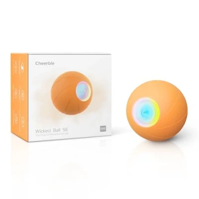 Abbildung von Cheerble Ball Interaktives Hundespielzeug Ball, Wicked Hund, Selbstbewegendes Beweglich mit 3 Interaktiven Modi, Selbstrollender LED Leuchten, Orange