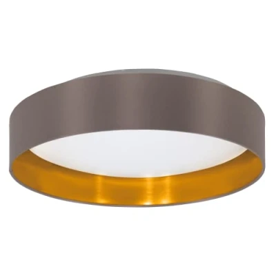 Abbildung von EGLO LED Deckenlampe Maserlo 2, Textil Deckenleuchte, Wohnzimmerlampe Decke aus Stoff in gold und cappuchino, Kunststoff weiß, warmweiß, Ø 38 cm