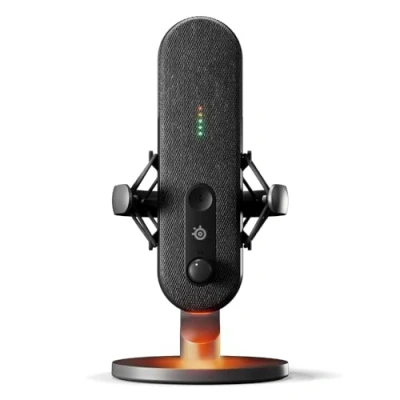 Abbildung von SteelSeries Alias USB Mikrofon für PC 3 Mal größere Kapsel fürs Gaming, Streaming und Podcasting KI gestützte Geräuschunterdrückung LED Stummschalttaste + Pegelüberwachung Stoßdämpfer