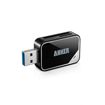 Abbildung von Anker USB 3.0 SD/TF Speicherkartenleser, 2 Steckplätze, Kartenlesegerät für SDXC, SDHC, SD, MMC, RS Micro Mikro SDHC Karte, unterstützt UHS I Karten
