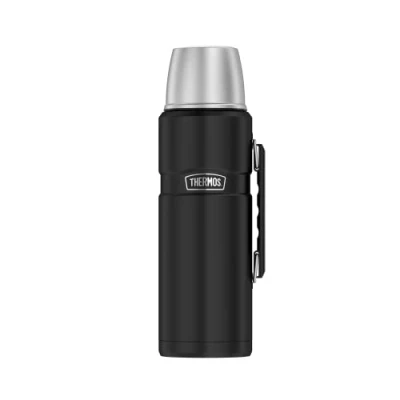 Abbildung von THERMOS STAINLESS KING BEVERAGE BOTTLE 1,2l, black mat, Thermosflasche aus Edelstahl mit Trinkbecher, 12 h heiß / 24 kalt, Isolierflasche Becher, spülmaschinenfest, frei von BPA