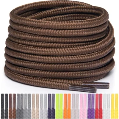 Abbildung von Miscly Schnürsenkel Rund Reißfest für Sportschuhe, Sneaker und Stiefel, Ø 4 mm (114 cm, Braun)