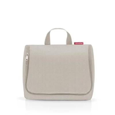 Abbildung von reisenthel toiletbag XL Herringbone Sand praktischer Kulturbeutel mit Haken, wasserabweisendes Material