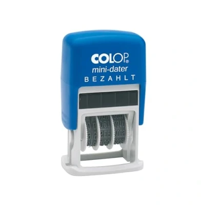 Abbildung von Colop S160/L2 MiniDater 5 x 25 mm, 4 mm Kissen rot/blau Bezahlt