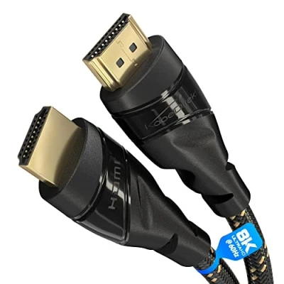 Abbildung von KabelDirekt 8K/4K HDMI Kabel 1 m 8K@60Hz (Extra Kupfer für schnelles Ultra HD, Nylon Mantel, 4K@120Hz/8K@60Hz 2.0, High Speed mit Ethernet, Blu ray/PS5/Xbox Series X/Switch, schwarz)