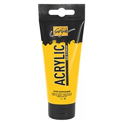 Abbildung von KREUL 84103 Solo Goya Acrylic, 100 ml Tube in kadmiumgelb, cremige vielseitig einsetzbare Acrylfarbe Studienqualität, auf Wasserbasis, schnell und matt trocknend, gut deckend, wasserfest