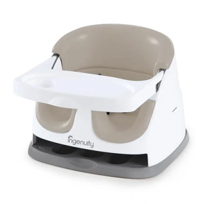 Abbildung von Ingenuity 2 in 1 Sitzerhöhung Stuhl, Babysitzerhöhung &amp; Kleinkindersitz mit abnehmbaren Tablett, Essen Fütterung Sitz für Kleinkinder, leicht zu reinigen, ideal unterwegs, Beige, ab 6 Monaten