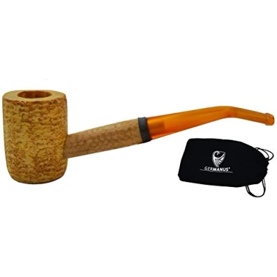 Abbildung von GERMANUS Original Corncob Pfeife Classic, Bent 2 Tabakpfeife inkl Pfeifenbeutel Sailor