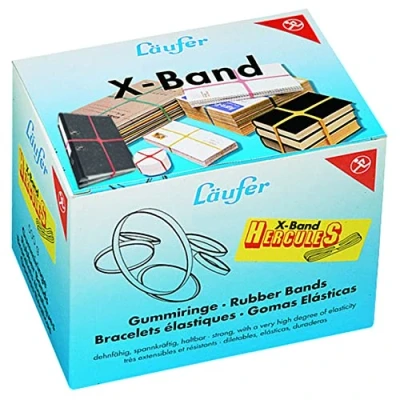 Abbildung von Läufer 59078 Rondella x Band Hercules, extragroße Kreuzbänder, Gummibänder 250 25 mm groß, Durchmesser 160 mm, 500g Schachtel, bunt sortiert