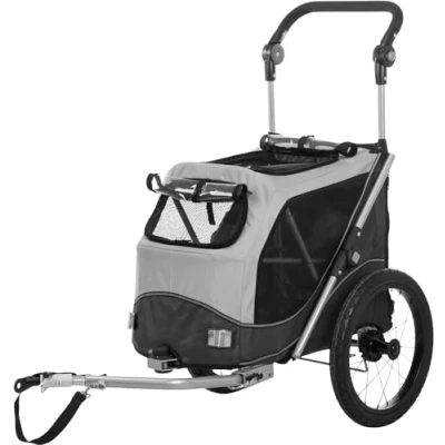 Abbildung von TRIXIE Hundeanhänger für das Fahrrad 40 x 60 cm bis zu 15 kg reflektierender Hundefahrradanhänger mit praktischer Schnellfaltfunktion integriertem Kissen und Leine, 12794