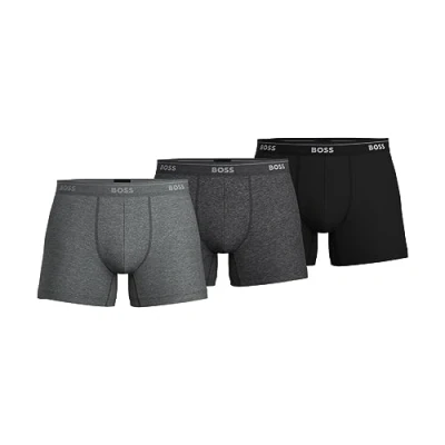 Abbildung von BOSS Herren 3er Pack Boxershorts aus Baumwolle Retroshorts, Multi Grau/Anthrazit/Schwarz, Large