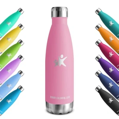 Abbildung von KollyKolla Thermosflasche 500ml, Trinkflasche Edelstahl BPA frei Isolierflasche, Thermoskanne Kohlensäure Geeignet, Auslaufsicher Wasserflasche für Schule, Sport, Fitness, Gym, Fahrrad, Camping