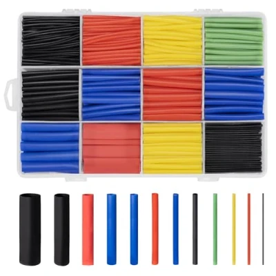Abbildung von Schrumpfschlauch set, 800 Stück Schrumpfschläuche Wasserdicht Heat Shrink Tube Sortiment Schwarz Blau Rot Gelb Grün 1 13mm für Kabel isolierung Ladekabel